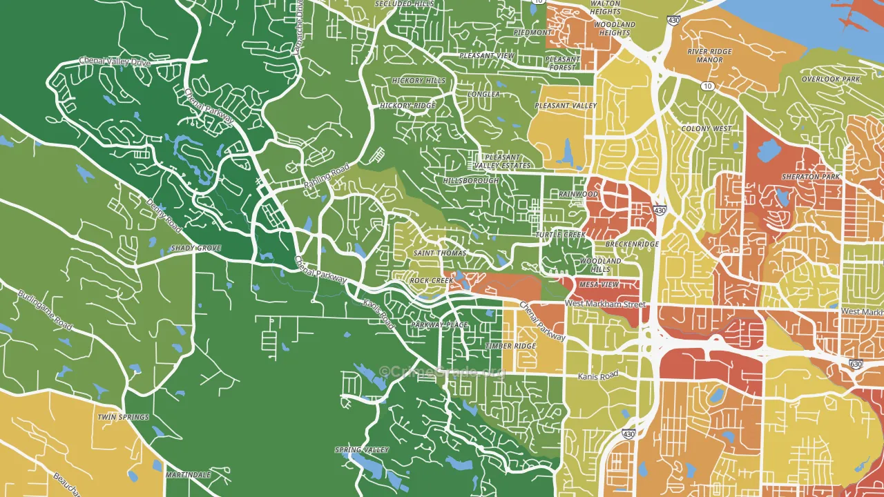 Rock Creek, Little Rock, AR Map of Robbery Rates