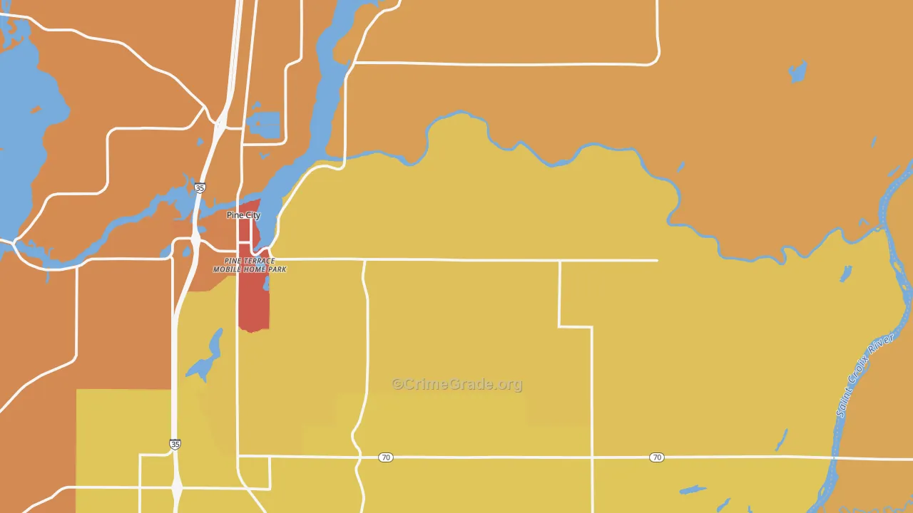 Rock Creek, MN Map of Robbery Rates