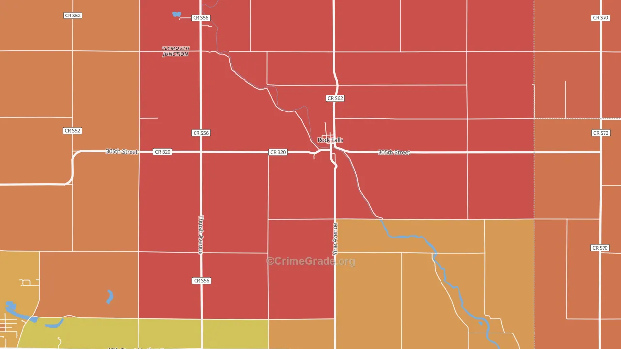 Rock Falls, IA Map of Robbery Rates