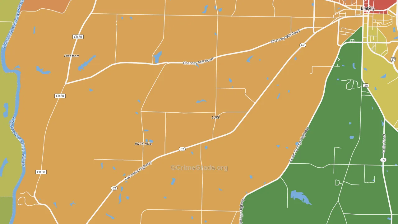 Rock Hill, GA Map of Robbery Rates