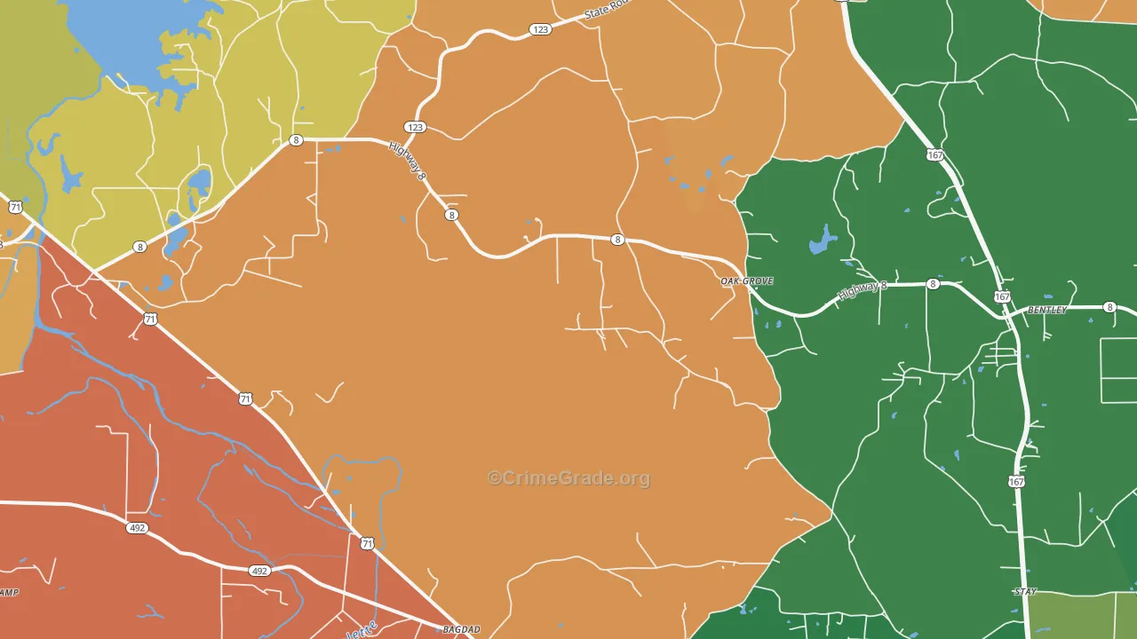 Rock Hill, LA Map of Robbery Rates