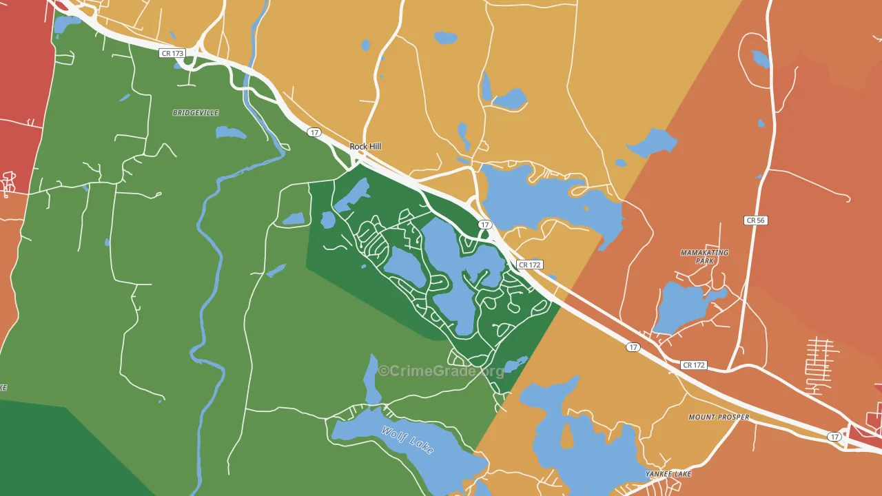 Rock Hill, NY Map of Robbery Rates