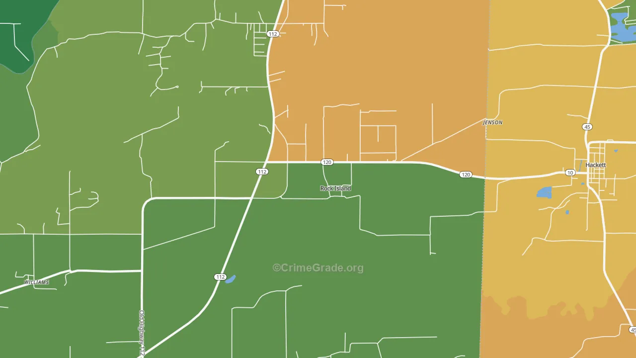 Rock Island, OK Map of Robbery Rates