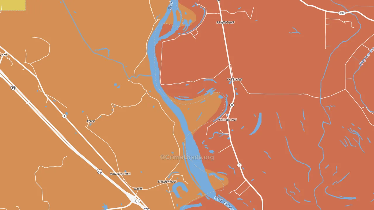 Rock, LA Map of Robbery Rates