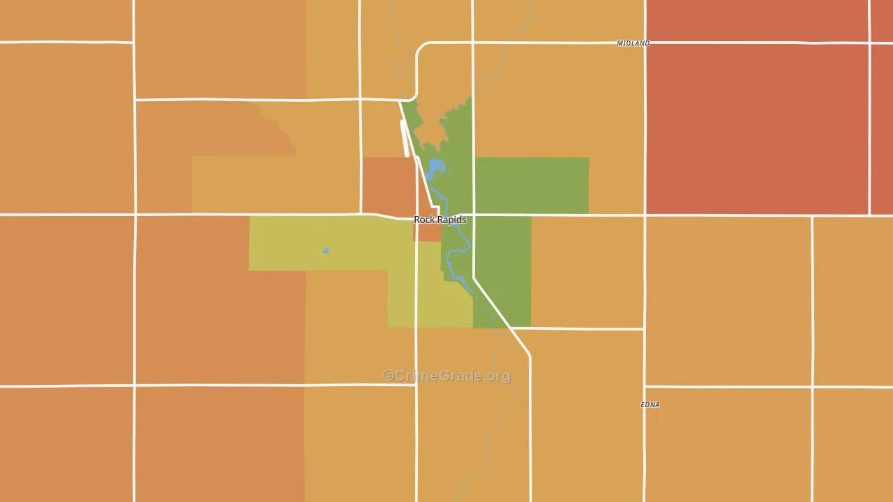 Rock Rapids, IA Map of Robbery Rates