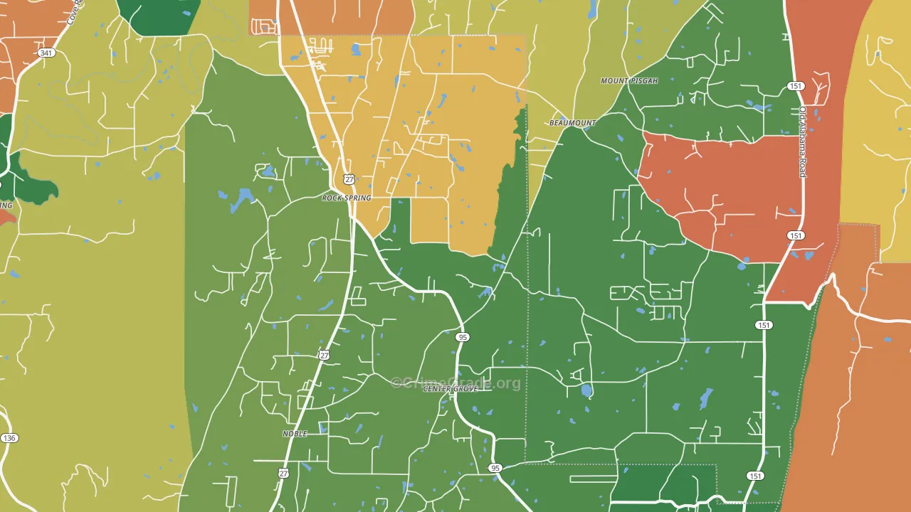 Rock Spring, GA Map of Robbery Rates