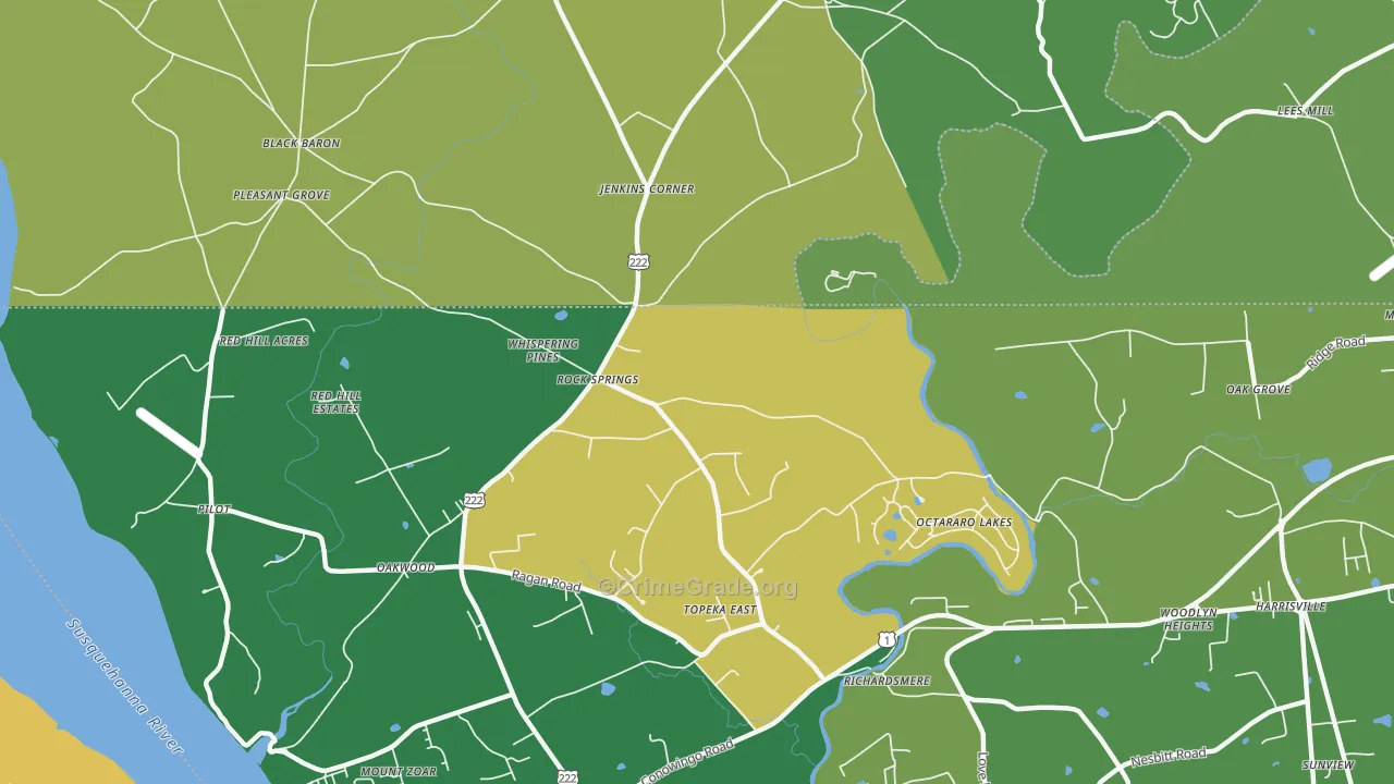 Rock Springs, MD Map of Robbery Rates