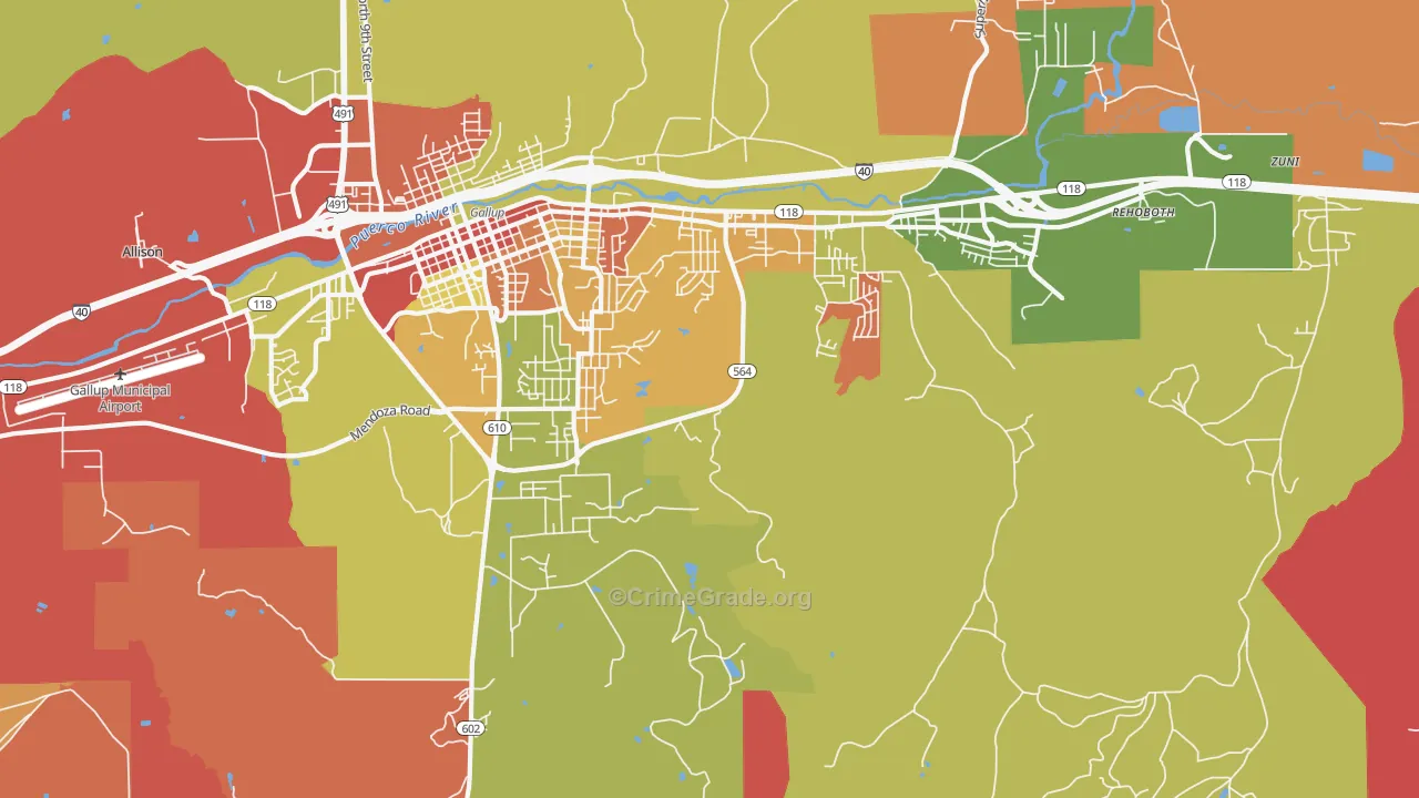 Rock Springs, NM Map of Robbery Rates
