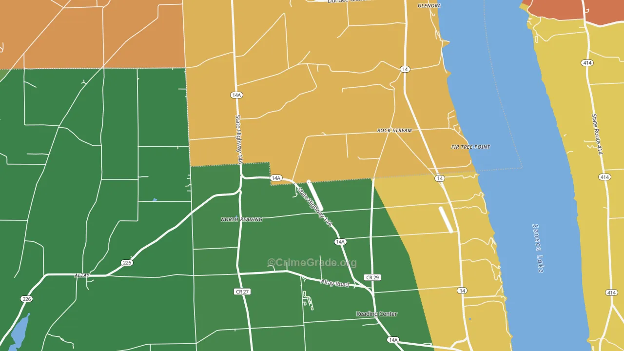 Rock Stream, NY Map of Robbery Rates