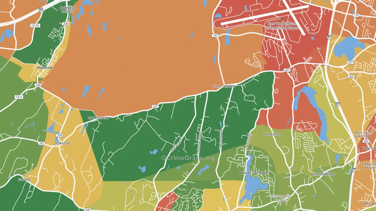 Rock Tavern, NY Map of Robbery Rates