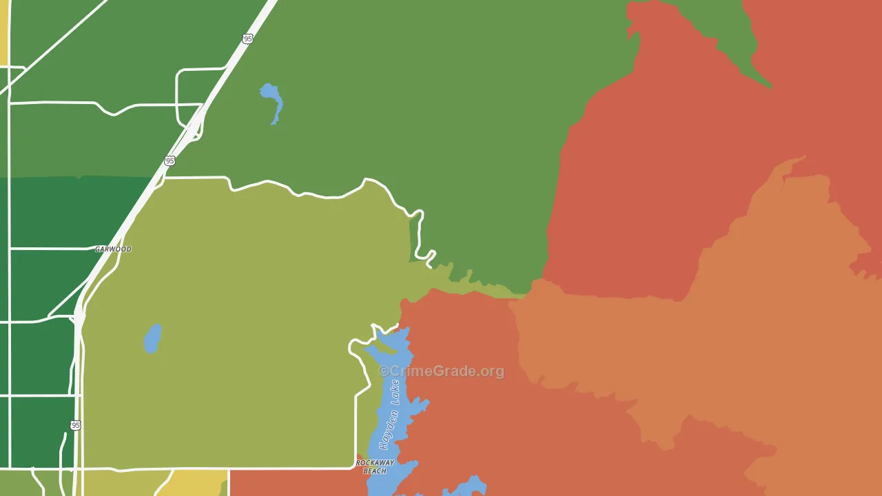 Rockaway Beach, ID Map of Robbery Rates
