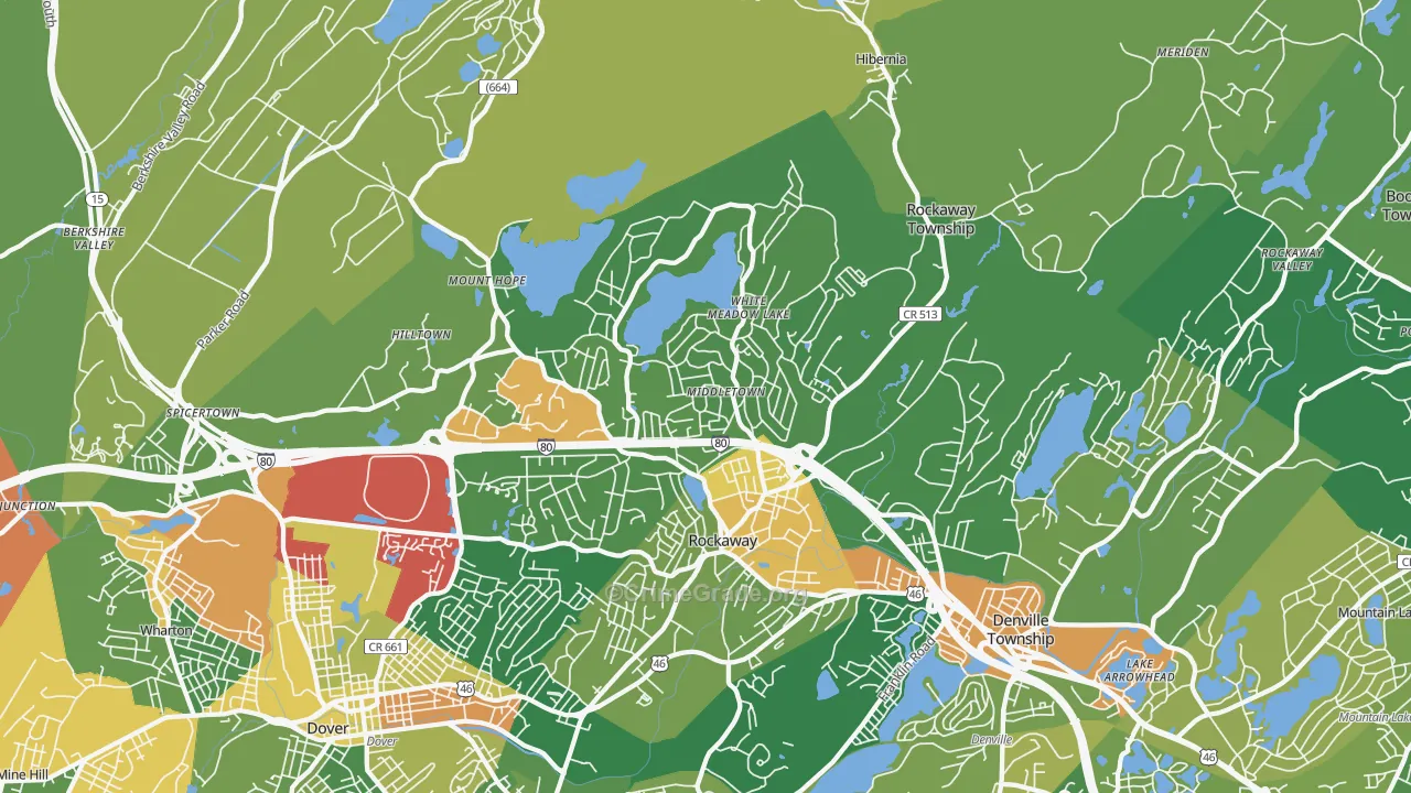 Rockaway, NJ Map of Robbery Rates