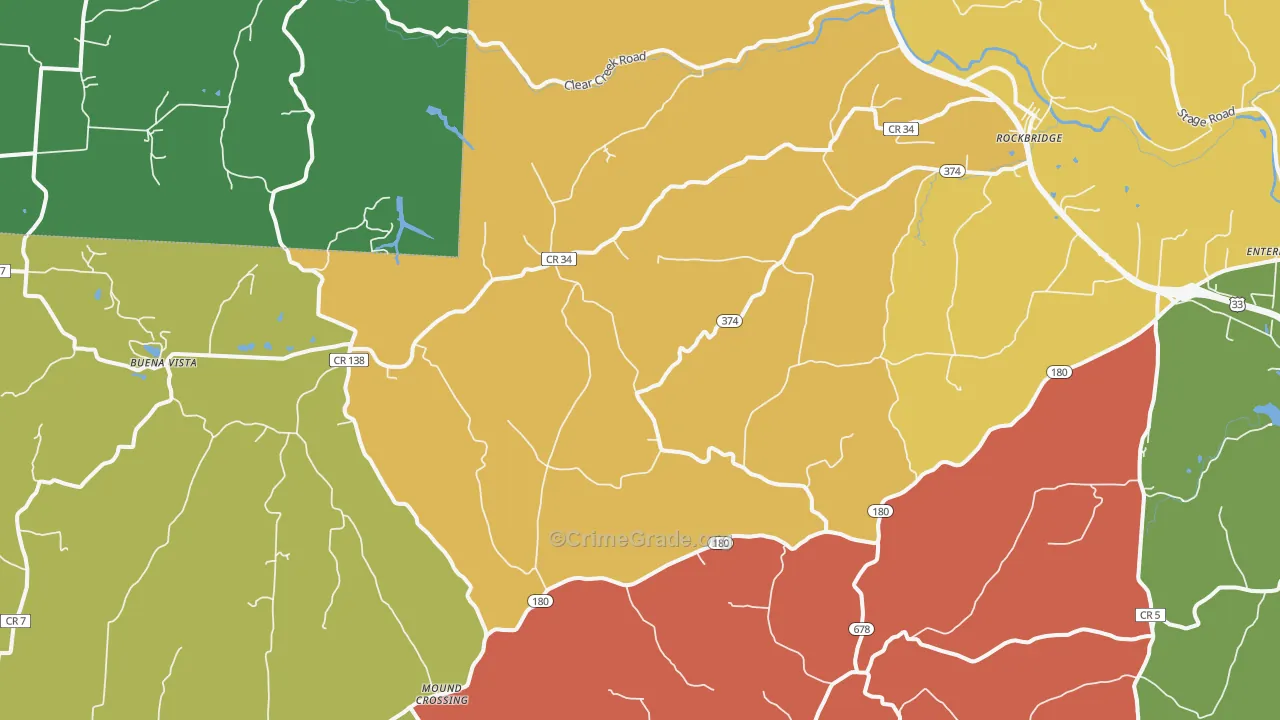 Rockbridge, OH Map of Robbery Rates
