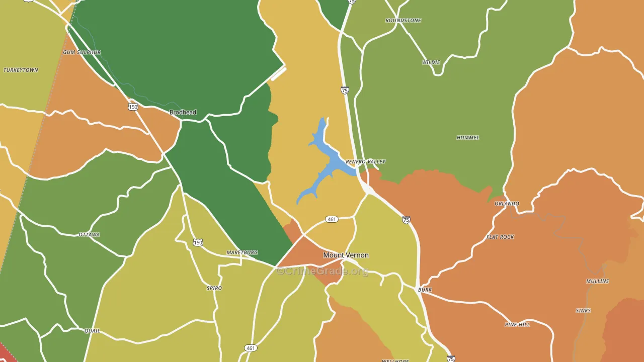 Rockcastle County, KY Map of Robbery Rates