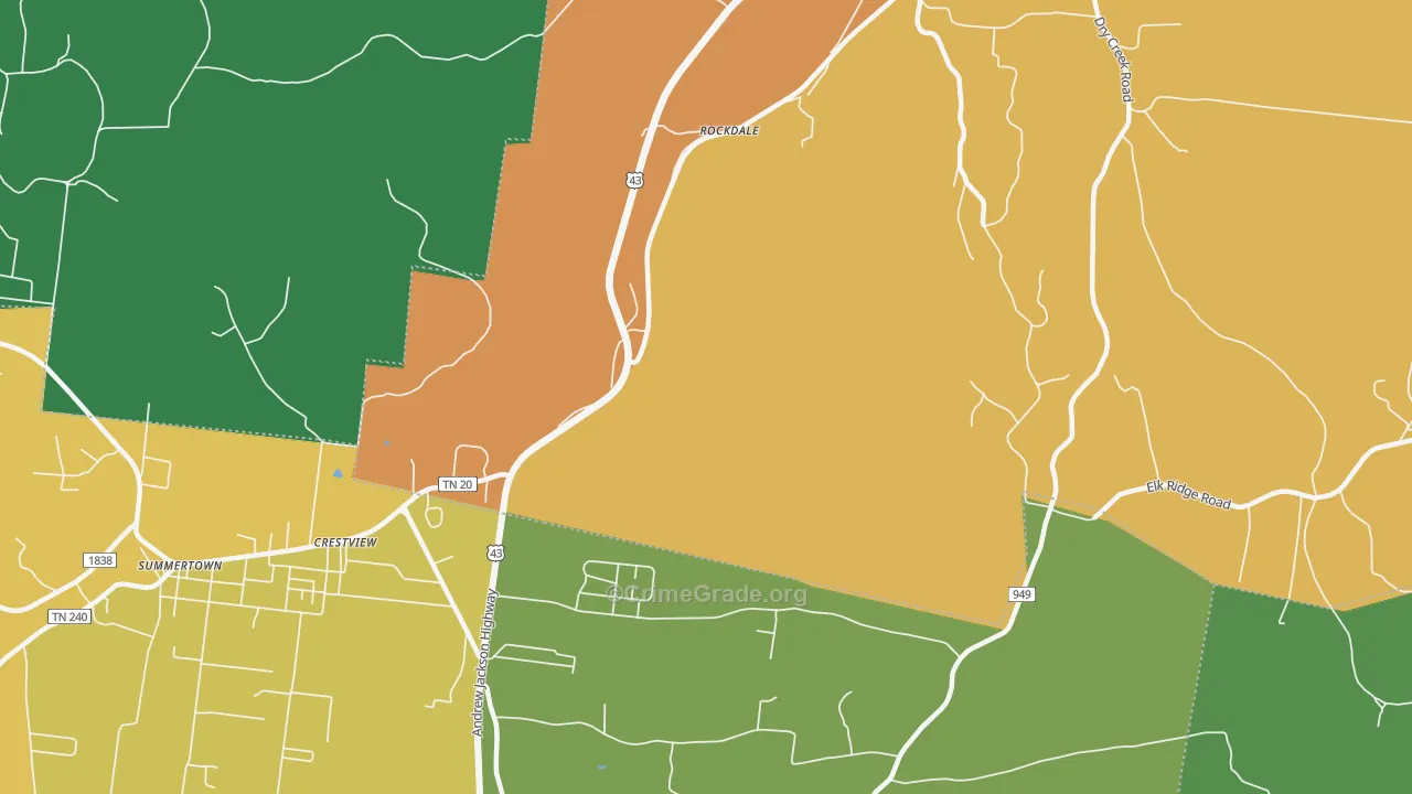 Rockdale, TN Map of Robbery Rates
