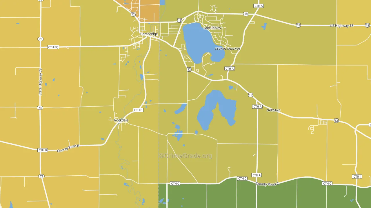 Rockdale, WI Map of Robbery Rates
