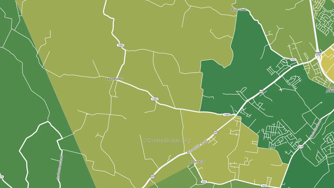 Rockfield, KY Map of Robbery Rates