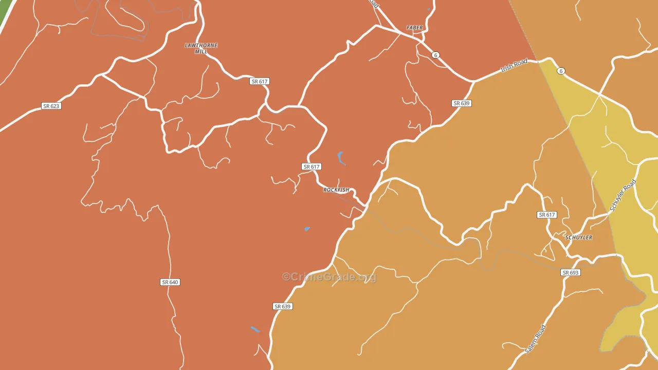 Rockfish, VA Map of Robbery Rates