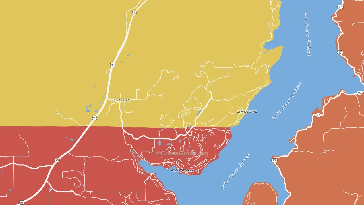 Rockford Bay, ID Map of Robbery Rates
