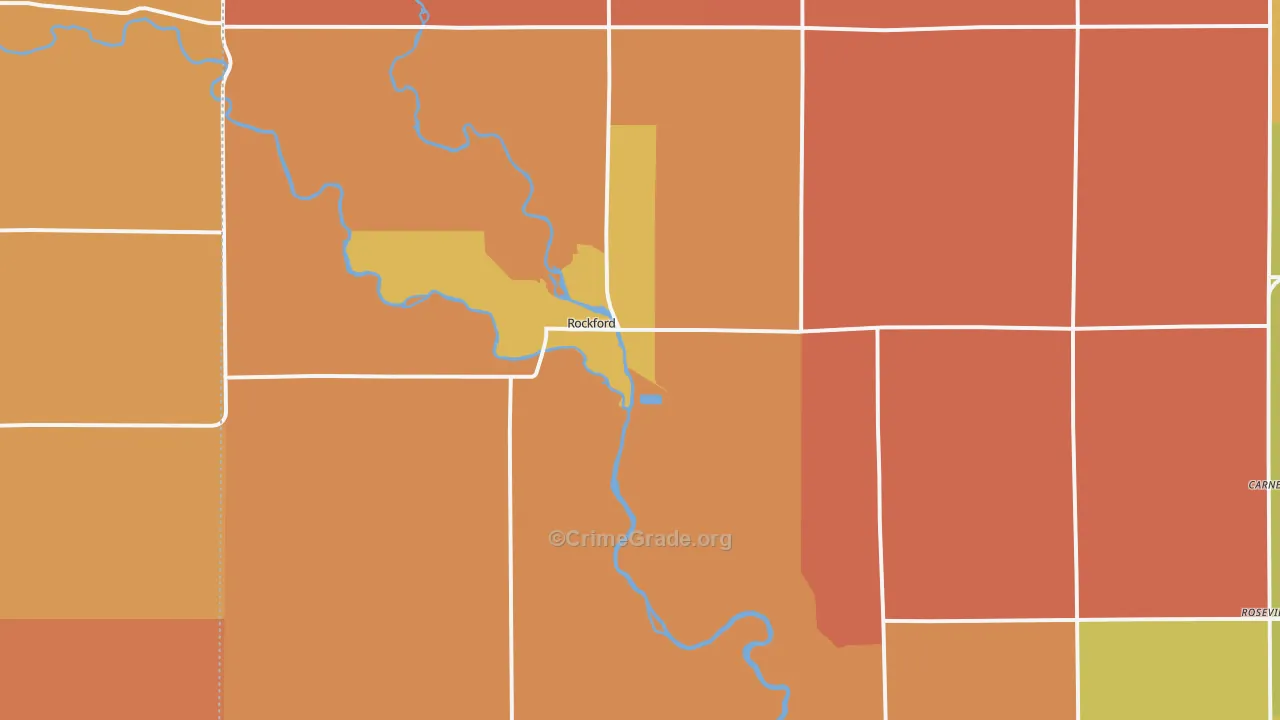 Rockford, IA Map of Robbery Rates