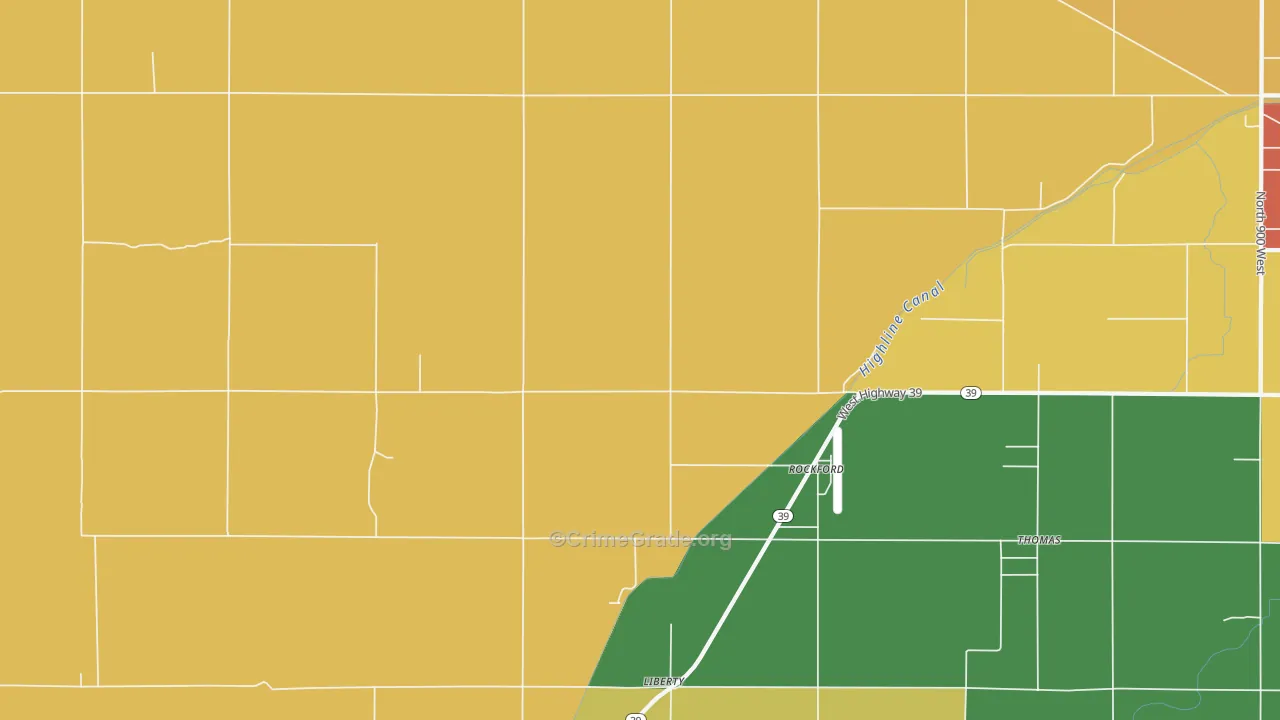 Rockford, ID Map of Robbery Rates