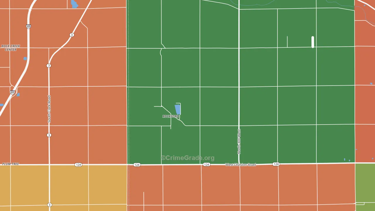 Rockford, IN Map of Robbery Rates