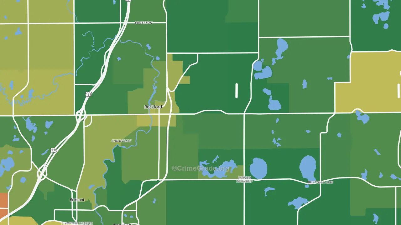 Rockford, MI Map of Robbery Rates