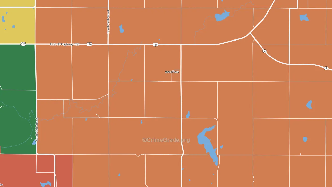 Rockford, NE Map of Robbery Rates