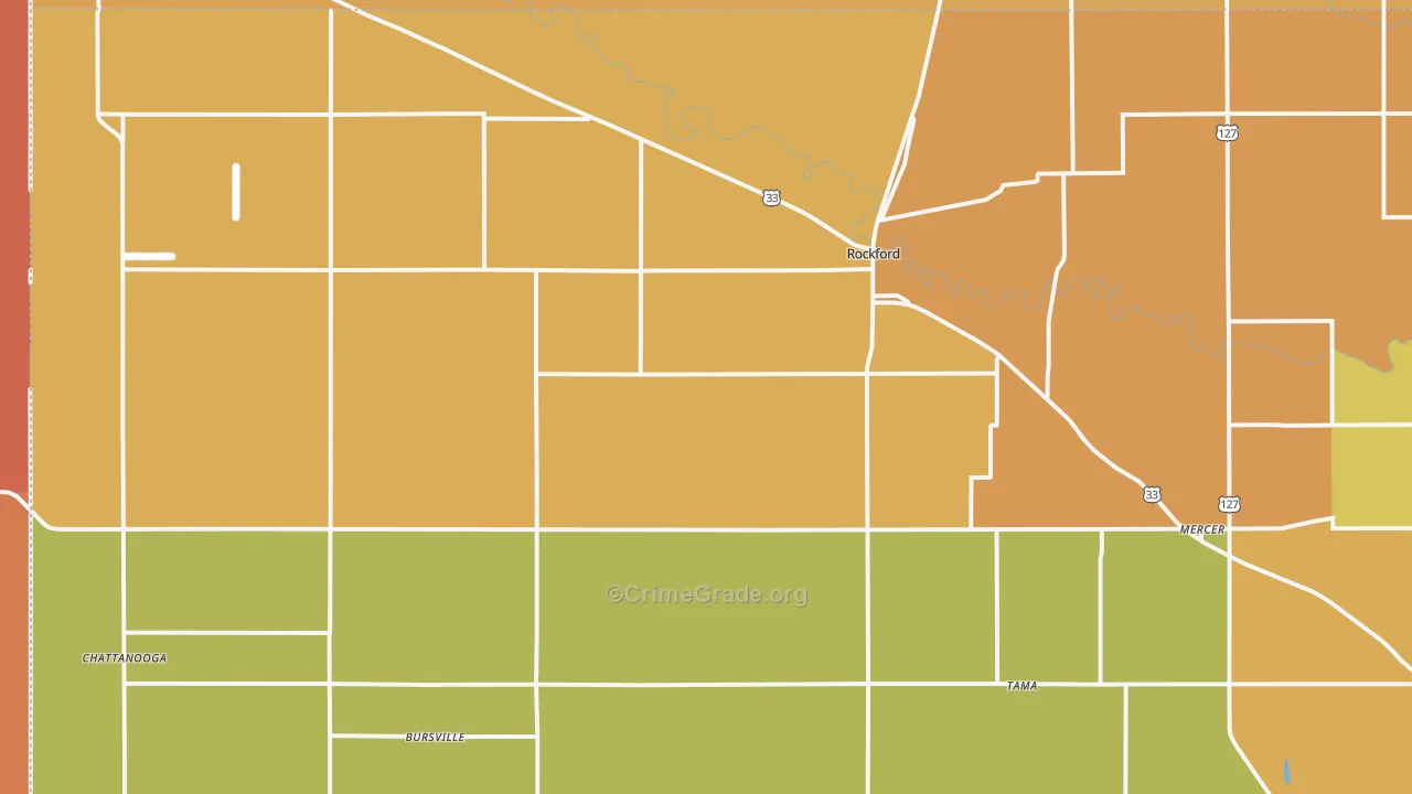 Rockford, OH Map of Robbery Rates