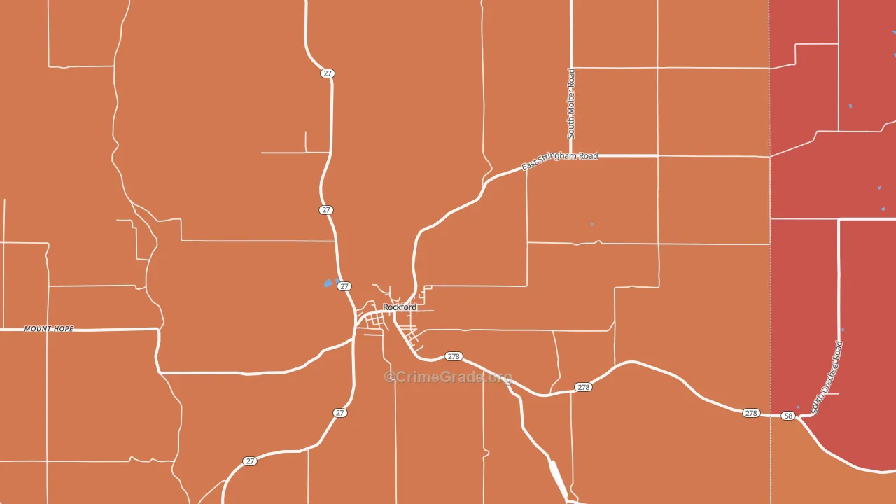 Rockford, WA Map of Robbery Rates