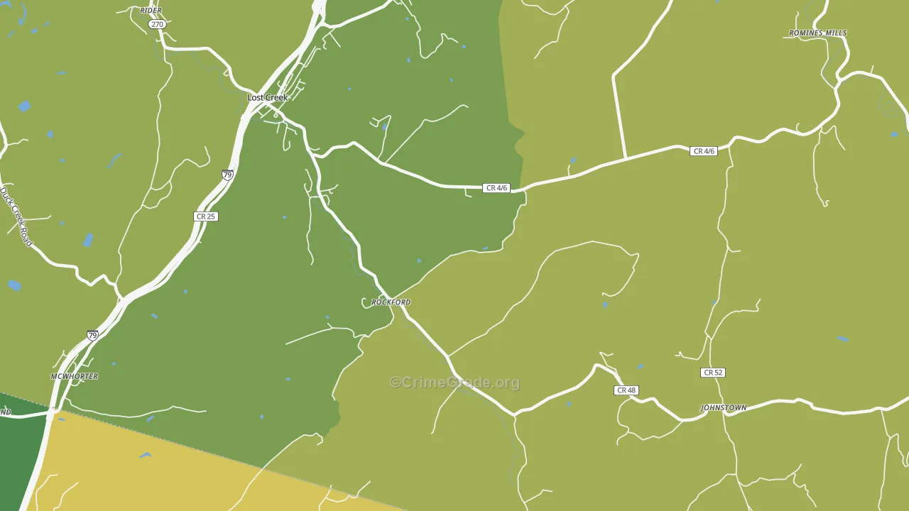 Rockford, WV Map of Robbery Rates