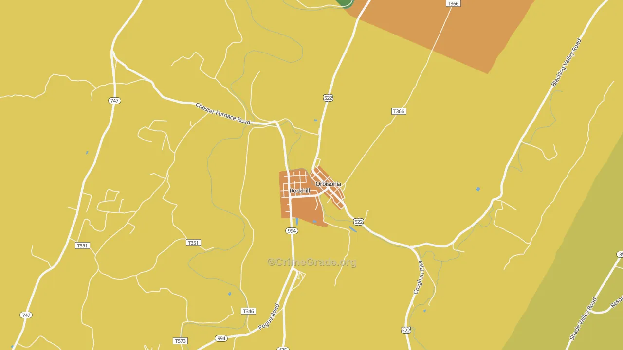 Rockhill Furnace, PA Map of Robbery Rates
