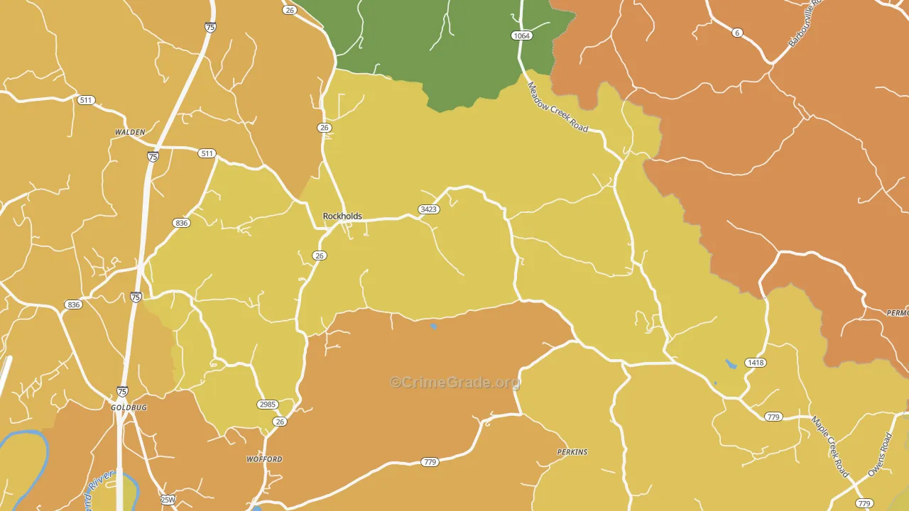 Rockholds, KY Map of Robbery Rates
