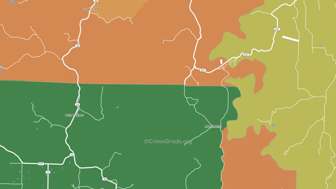 Rockhouse, AR Map of Robbery Rates