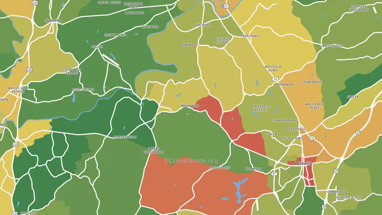 Rockingham County, NC Map of Robbery Rates