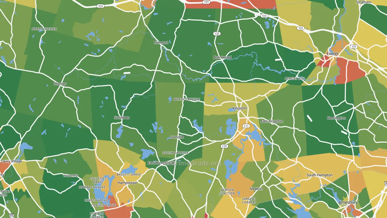 Rockingham County, NH Map of Robbery Rates