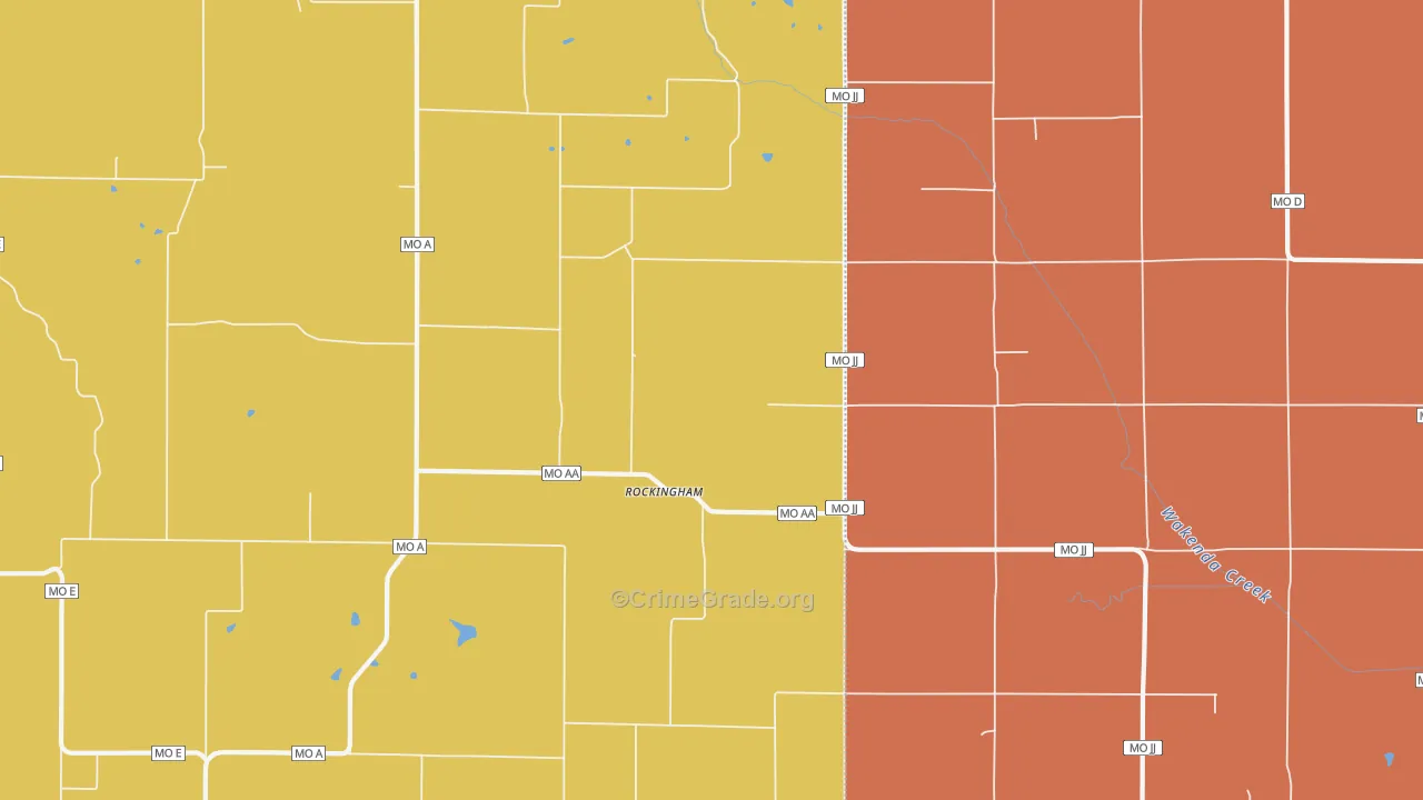 Rockingham, MO Map of Robbery Rates