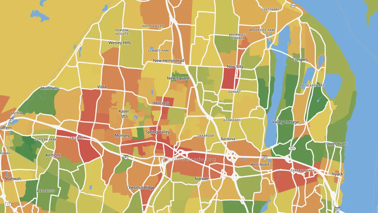 Rockland County, NY Map of Robbery Rates