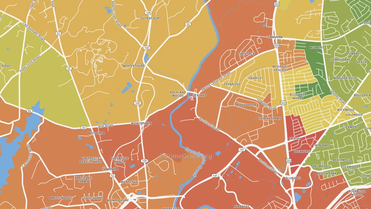 Rockland, DE Map of Robbery Rates