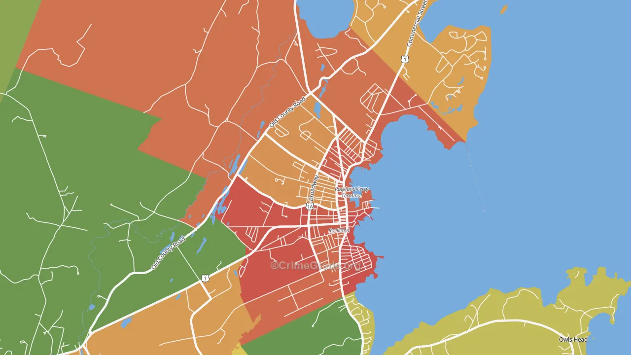 Rockland, ME Map of Robbery Rates