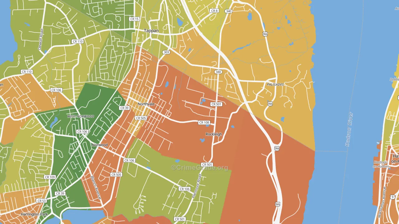 Rockleigh, NJ Map of Robbery Rates