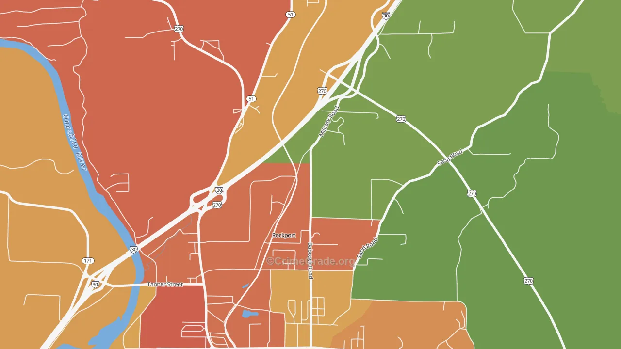 Rockport, AR Map of Robbery Rates