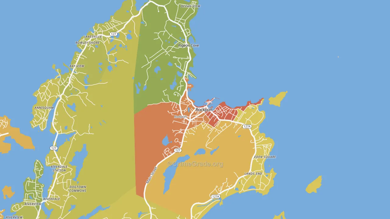 Rockport, MA Map of Robbery Rates