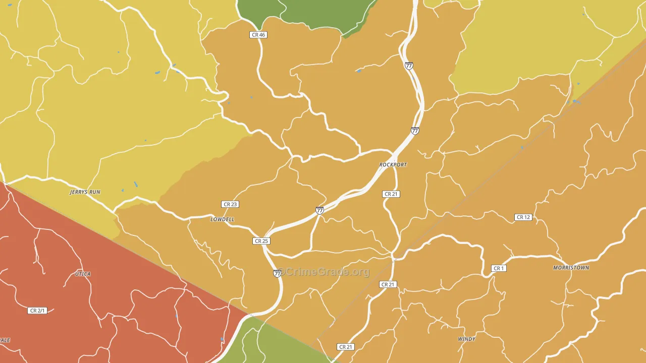 Rockport, WV Map of Robbery Rates