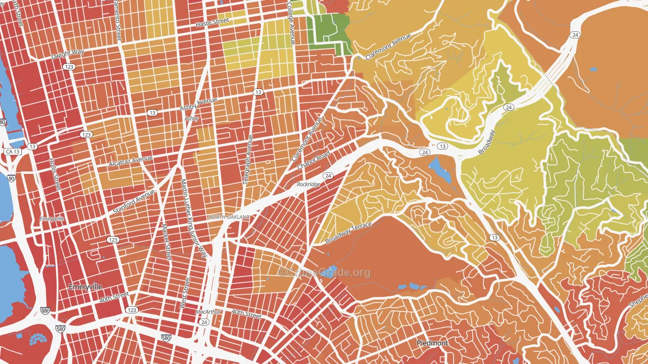 Rockridge, Oakland, CA Map of Robbery Rates