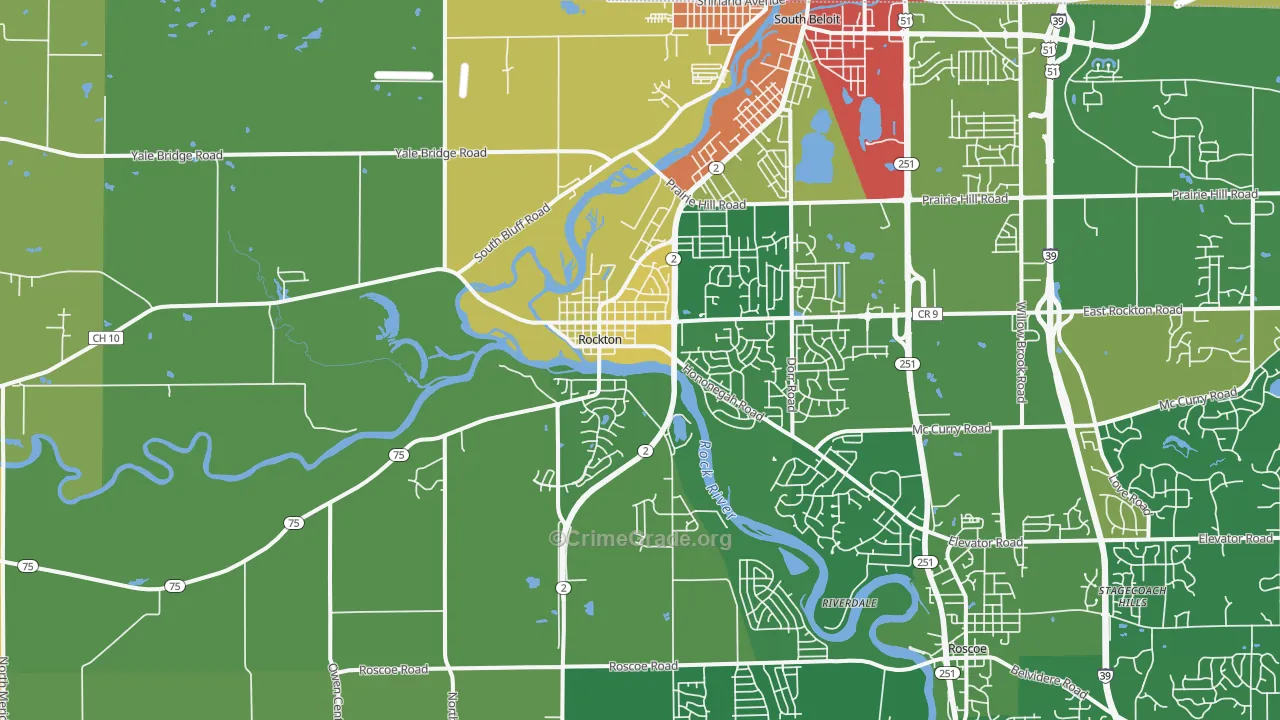 Rockton, IL Map of Robbery Rates