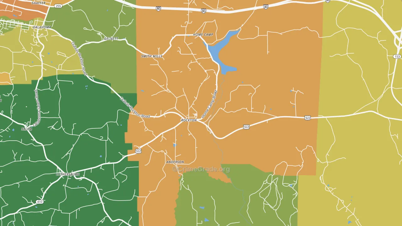 Rockton, PA Map of Robbery Rates