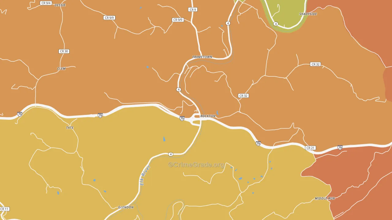 Rockton, WV Map of Robbery Rates