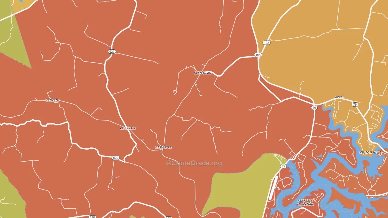 Rockvale, KY Map of Robbery Rates