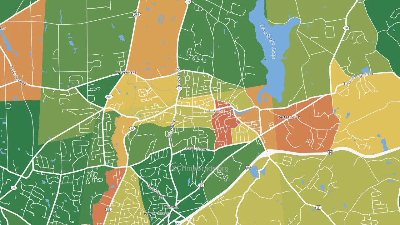 Rockville, CT Map of Robbery Rates